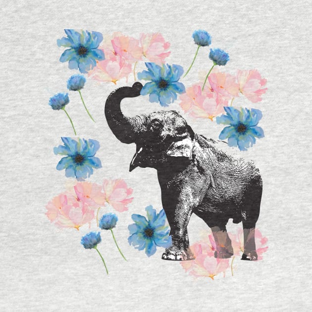 Elephant Floral by epollio